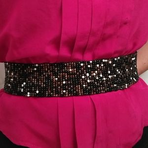 VINTAGE STRETCH beaded BELT 1980's 1990's M (C6)